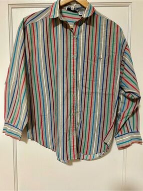 VINTAGE Ragdoll Multicolored Stripes Button-Down Shirt